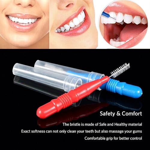Miniatura 6 de River Lake Cepillo interdental delgado, cabeza de hilo dental con palillo de dientes, cepillo de higiene dental oral - 100 unidades