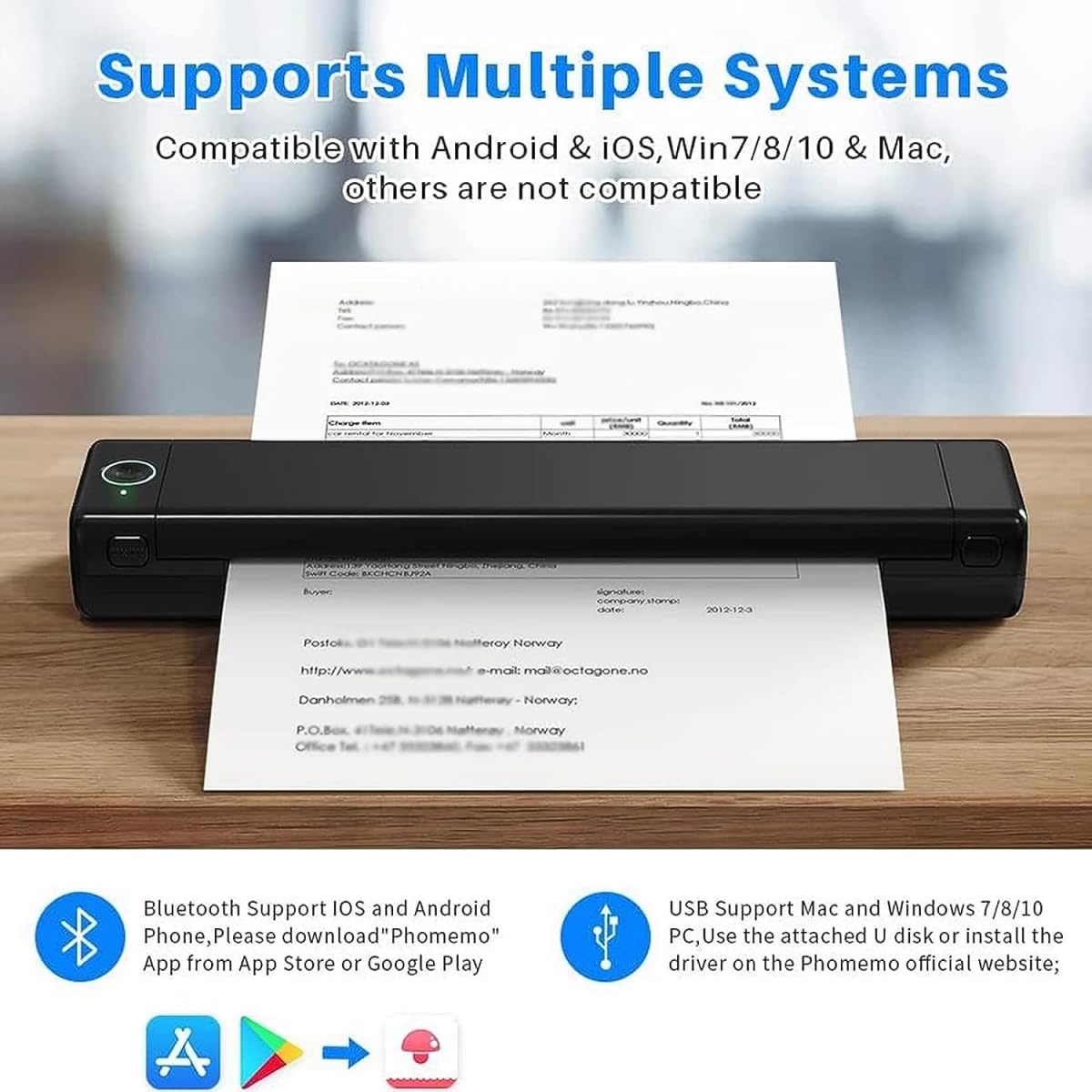 Stampante a trasferimento Termico A4, Stampante a Colori Tutto in Uno, Stampante Multifunzionale per Viaggi, Mobile Office e Home