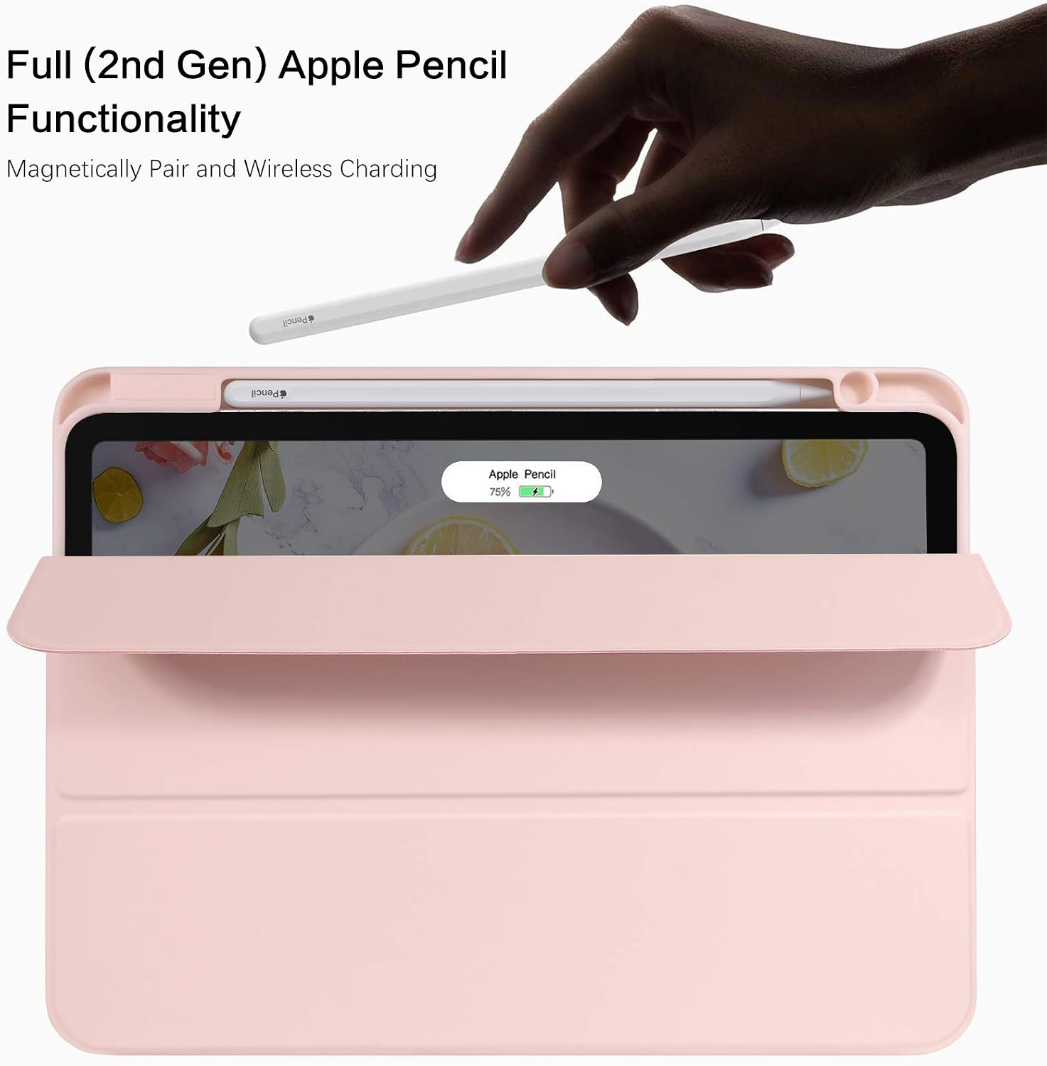 BENTOBEN iPad Air 5th Generation Case, iPad Air 4th Generation Case, Slim Trifold Premium Protective Case Pencil Holder Stand Soft TPU Back Smart Cover for iPad Air 5/4 10.9 inch 2022/2020, Pink