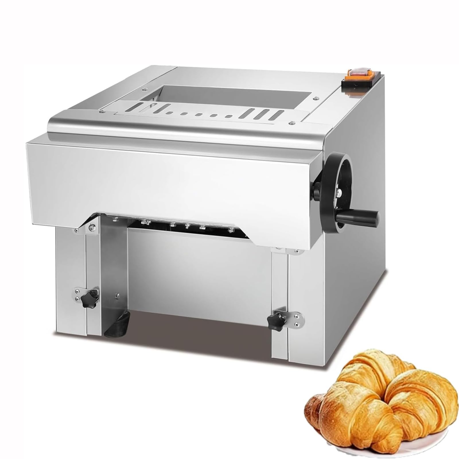 YXZQLOZ Commercial Electric Dough Sheeter 2.2Kw - Adjustable Thickness Roller for Pizza, Croissant, and Puff Pastry 45Cm/S High Efficiency Machine