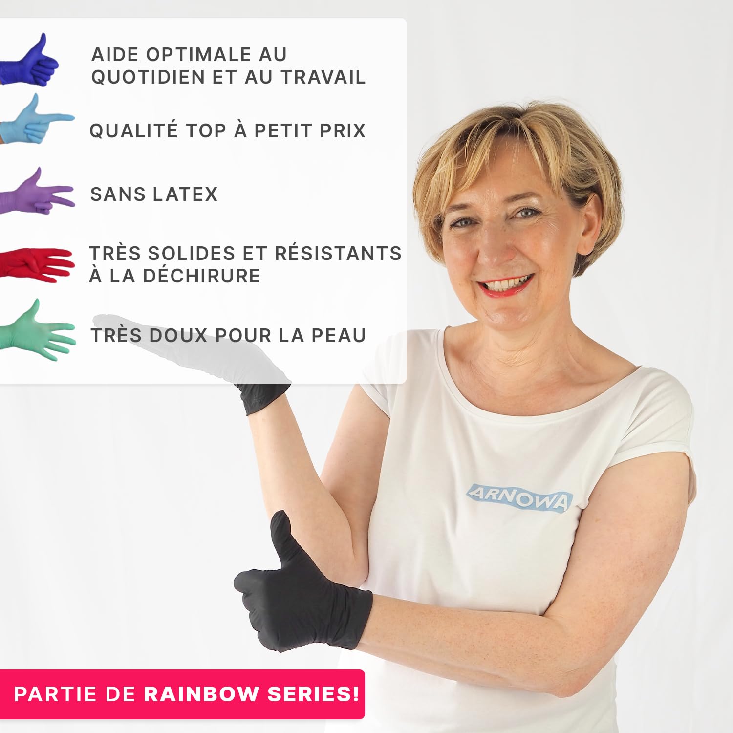 1000x ARNOMED® Gants en nitrile taille L Noir, Gants à usage unique pour chirurgie & laboratoire, Gants en nitrile sans poudre & sans latex, Moufles en nitrile XS, S, M, L, XL, XXL | Gants jetables en nitrile sans poudre - Gants de protection en nitrile -