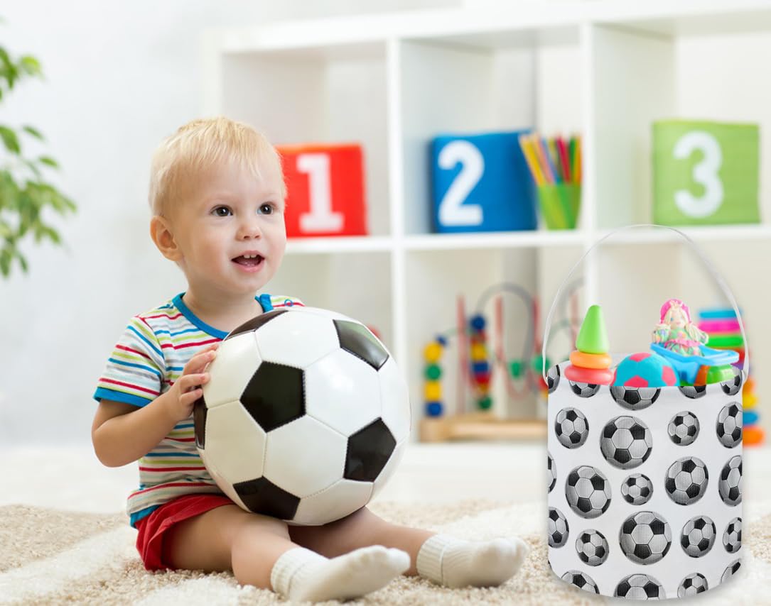 Soccer Basket Kids Storage Basket Baby Gift Basket Rectangular Cute Toy Storage Bin Box Organizer Book Shelf Basket Dinosaur Room Decor(Soccer)