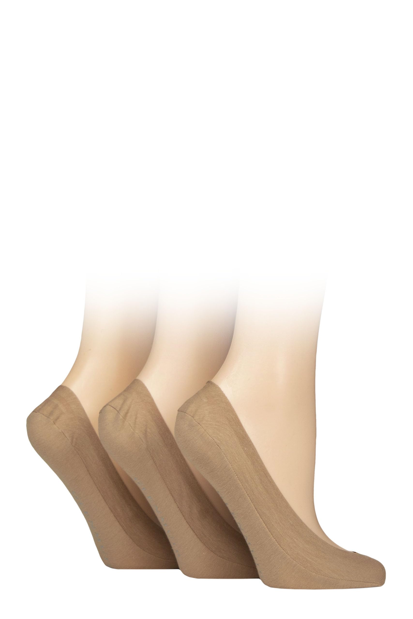 Glenmuir Women's Nude 2 Shoe Liner Socks - Plain, Soft Cotton, Invisible, No Show, Casual, Everyday, 3 Pair Multipack Size 4-8