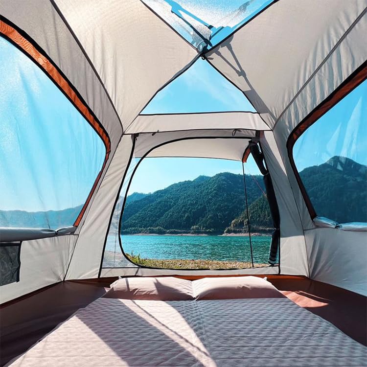 Carpa de camping con toldo, apertura rápida automática, portátil miniatura 2