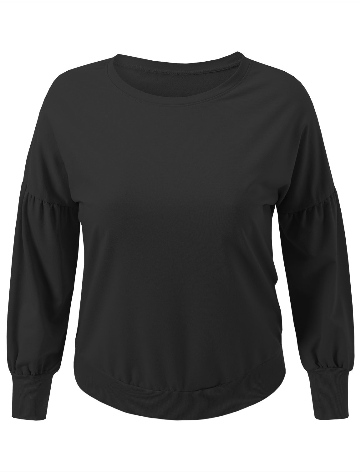 Women's Plus Size Basic Puff Sleeve Crewneck Pullover Sweatshirt
