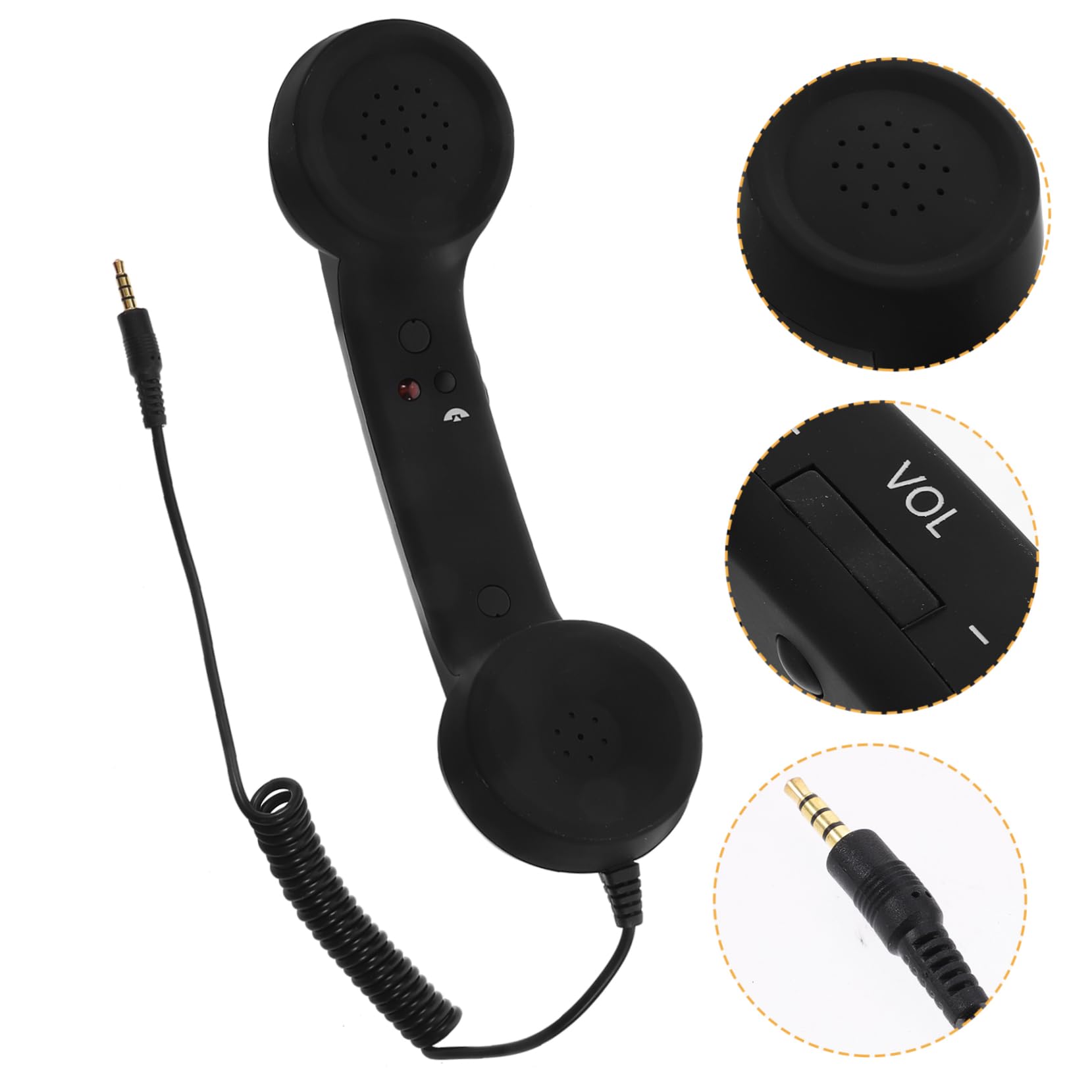 WEKADRIN Retro Handset Adjustable Tone Classic Black Phone Receiver for Mobile Devices Noise Reduction Compatible All Phones