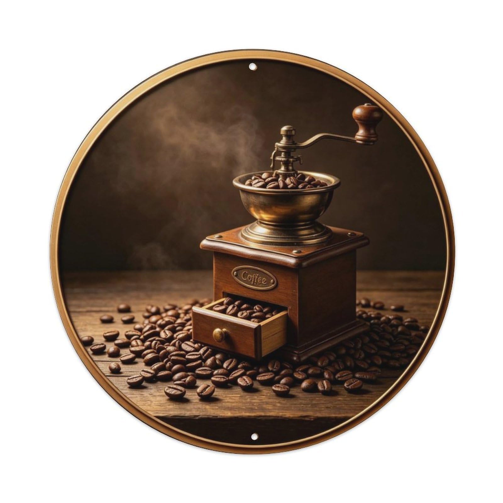 Vintage Coffee Grinder Metal Tin Sign Plaque