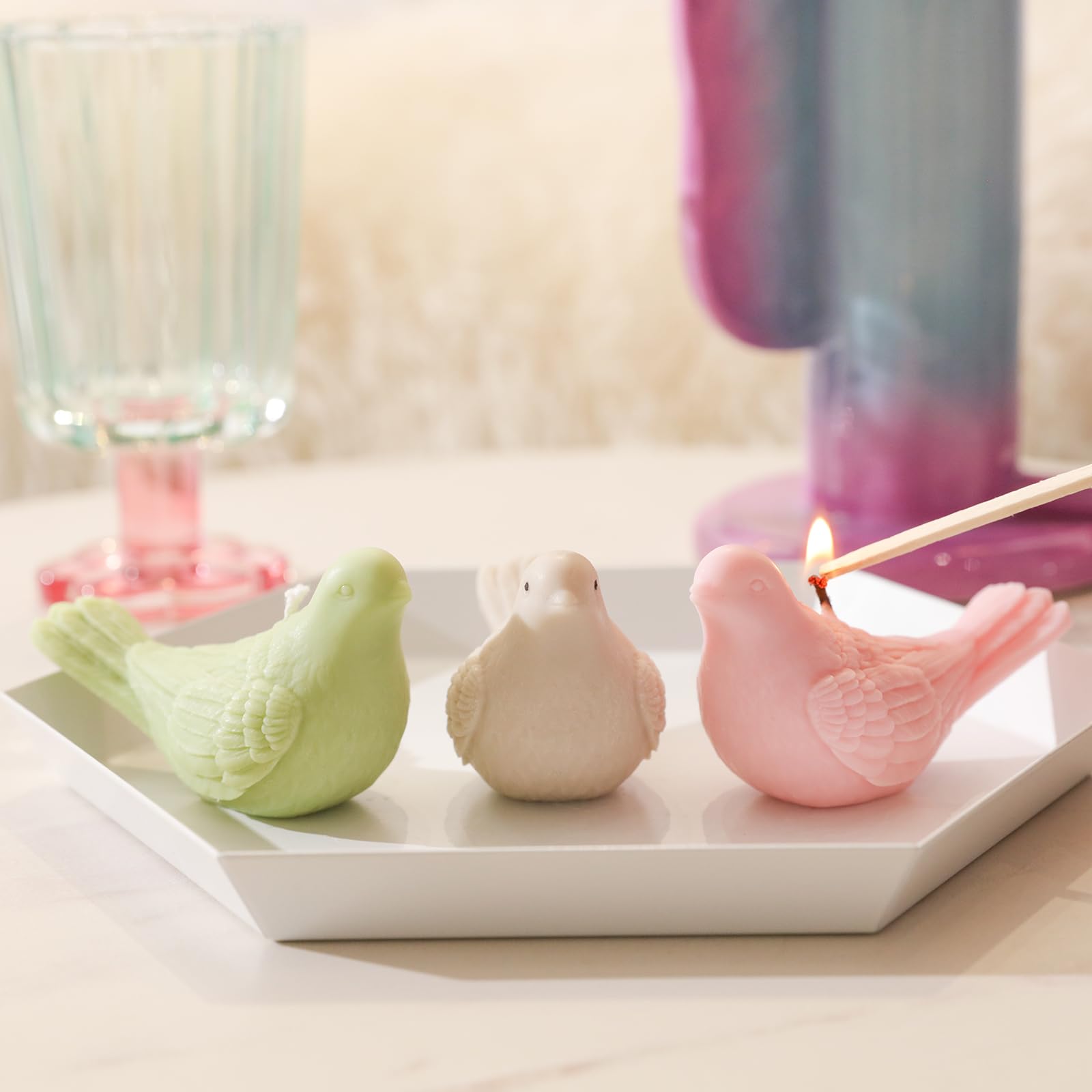 BOOWAN NICOLE Dove Birdy Candle Silicone Molds for Candle Making, Silicone Candle Mould for Handmade Home Decoration