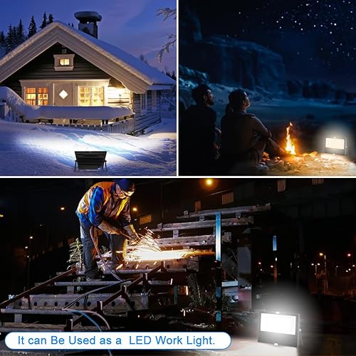 Miniatura 4 de MELPO Luz de inundación LED de 50 W para trabajo al aire libre con Alexa, 5000 lm, 2700 K-6000 K ajustable, temporizador, luz de seguridad LED