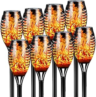 FLOWood Solar Lights Outdoor Garden, 8 Packs, 12LED Solar Flame Lights Outdoor, IP65 Waterproof Solar Torch Lights Auto On/Off for Garden, Patio, Yard, Pathway