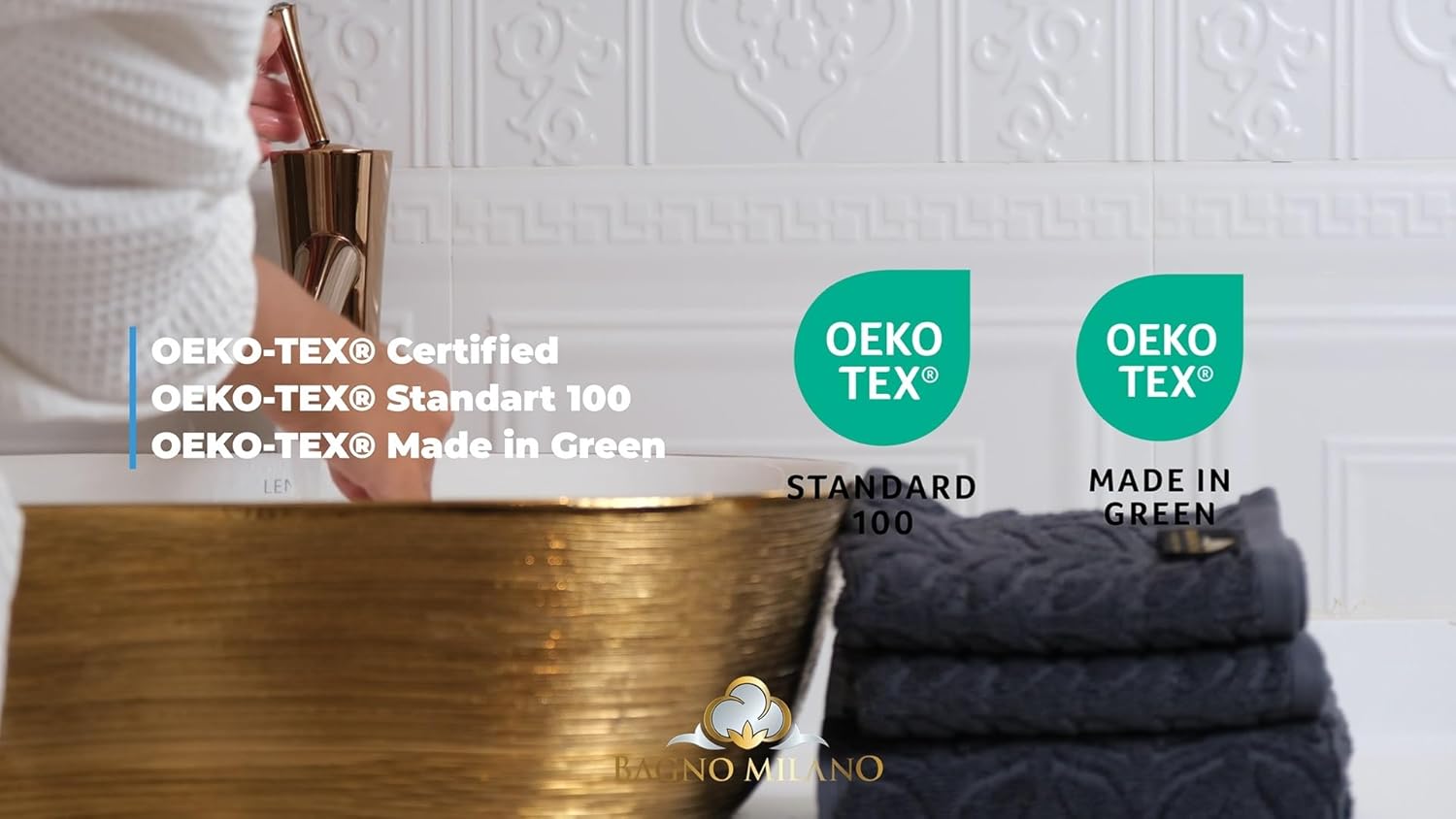 BAGNO MILANO Turkish Bath Towels, Soft Plush Jacquard Luxury Bath Towels, Quick Dry Towel Set (Charcoal, 6 pcs Towel Set) - Image 4