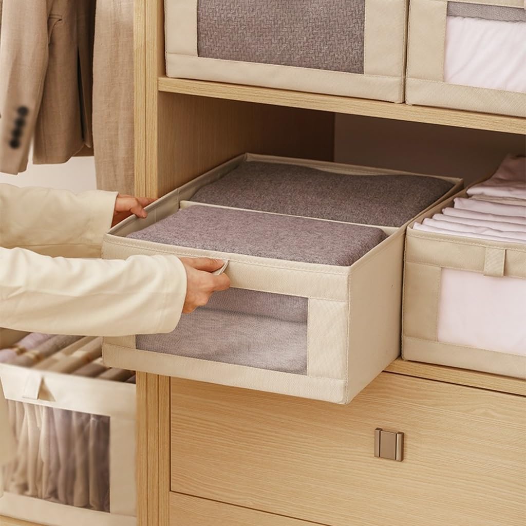 Pack Folding Closet Organizers Storage Box, Stackable Plastic Drawer Basket For Clothing