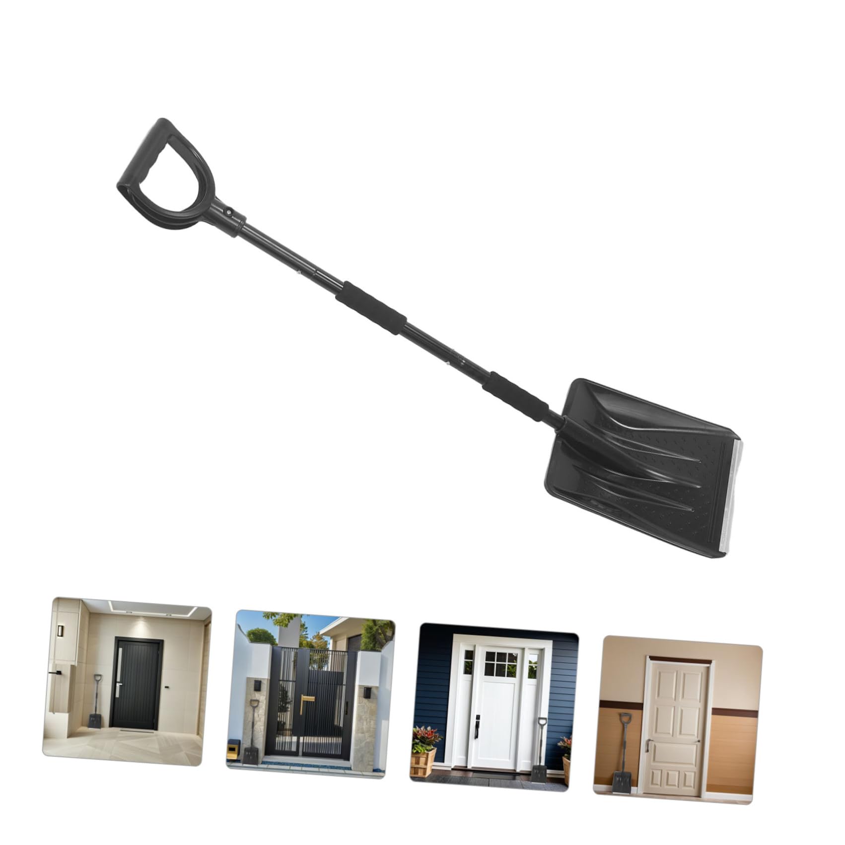 Artibetter Pala da Manico Ergonomico Staccabile Portatile in Inossidabile Design Compatto Nero per Auto e Giardino Emergenze Invernali