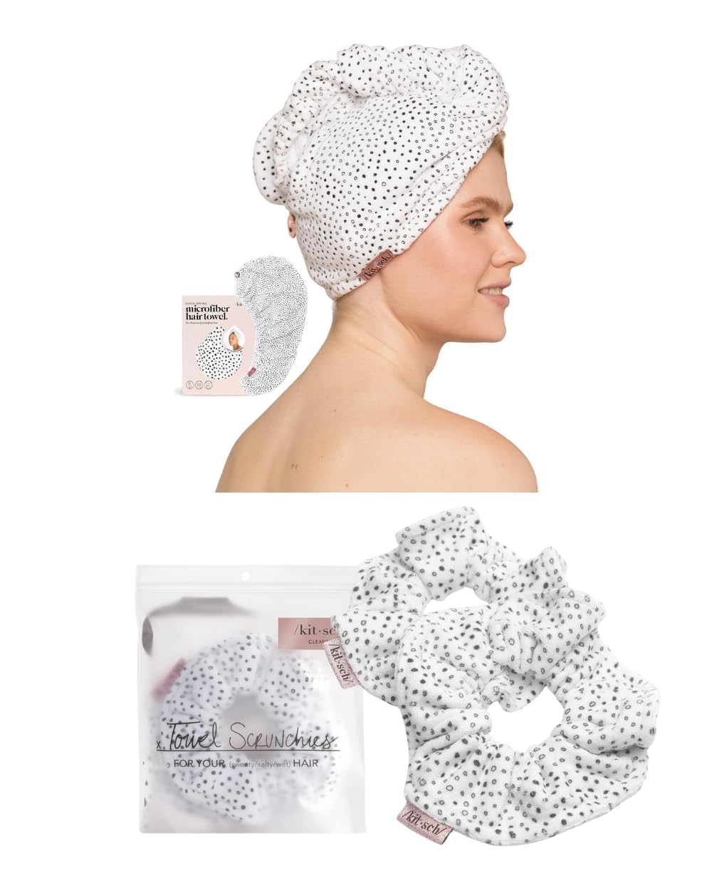 Kitsch Microfiber Hair Towel and Towel Scruchies Bundle with Discount