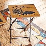 BLACK FOREST DECOR Wood Bear Folding Side/Tray Table