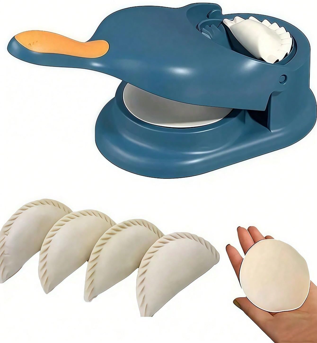 Ergonomic Food Grade PP 2 In 1 Dumpling Maker Manual Dough Press Mold Kitchen DIY Pastry Tool Set Fast Gyoza Empanada Skin Wrapper Artifact For Family Party Cooking (Blue)