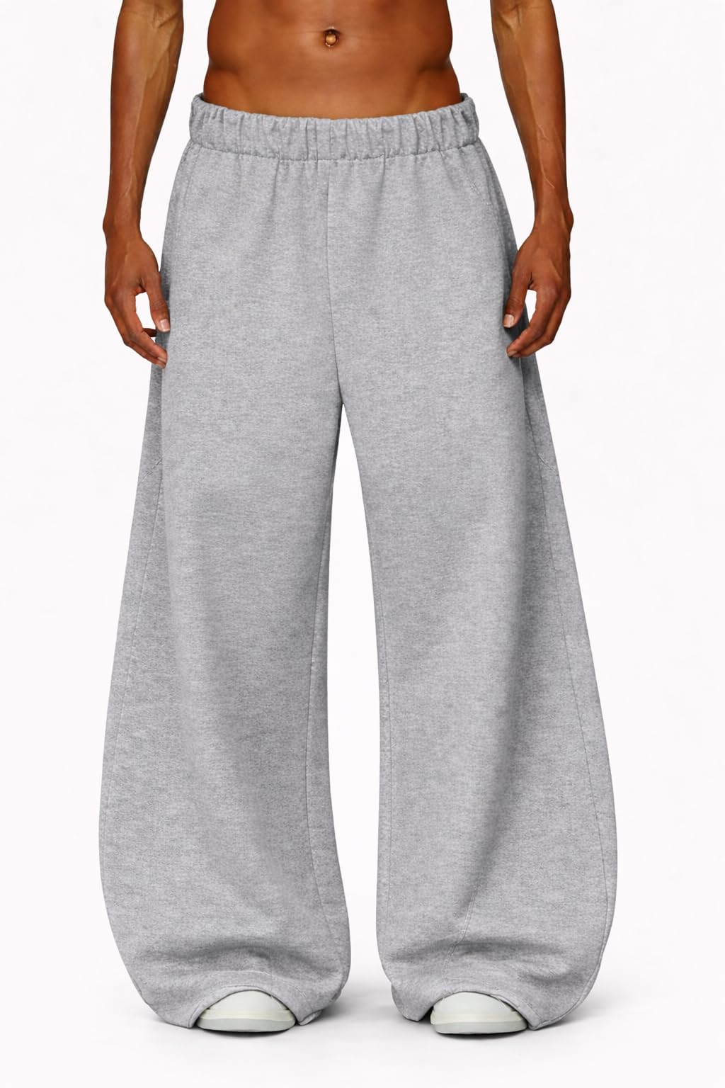 jugular Men's Baggy Barrel Wide Leg Loose Fit Streetwear Track Pants, Black, Pure Cotton, Elastic Waistband, Side Pockets-picture-12