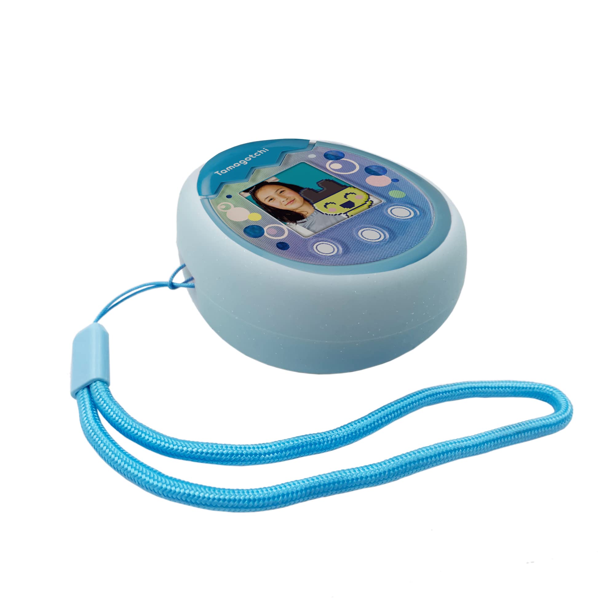 xcivi Silicone Cover and Lanyard for Tamagotchi Pix Virtual Interactive Pet Game Machine, Silicone Shell Compatible with New Tamagotchi PIX (Blue)