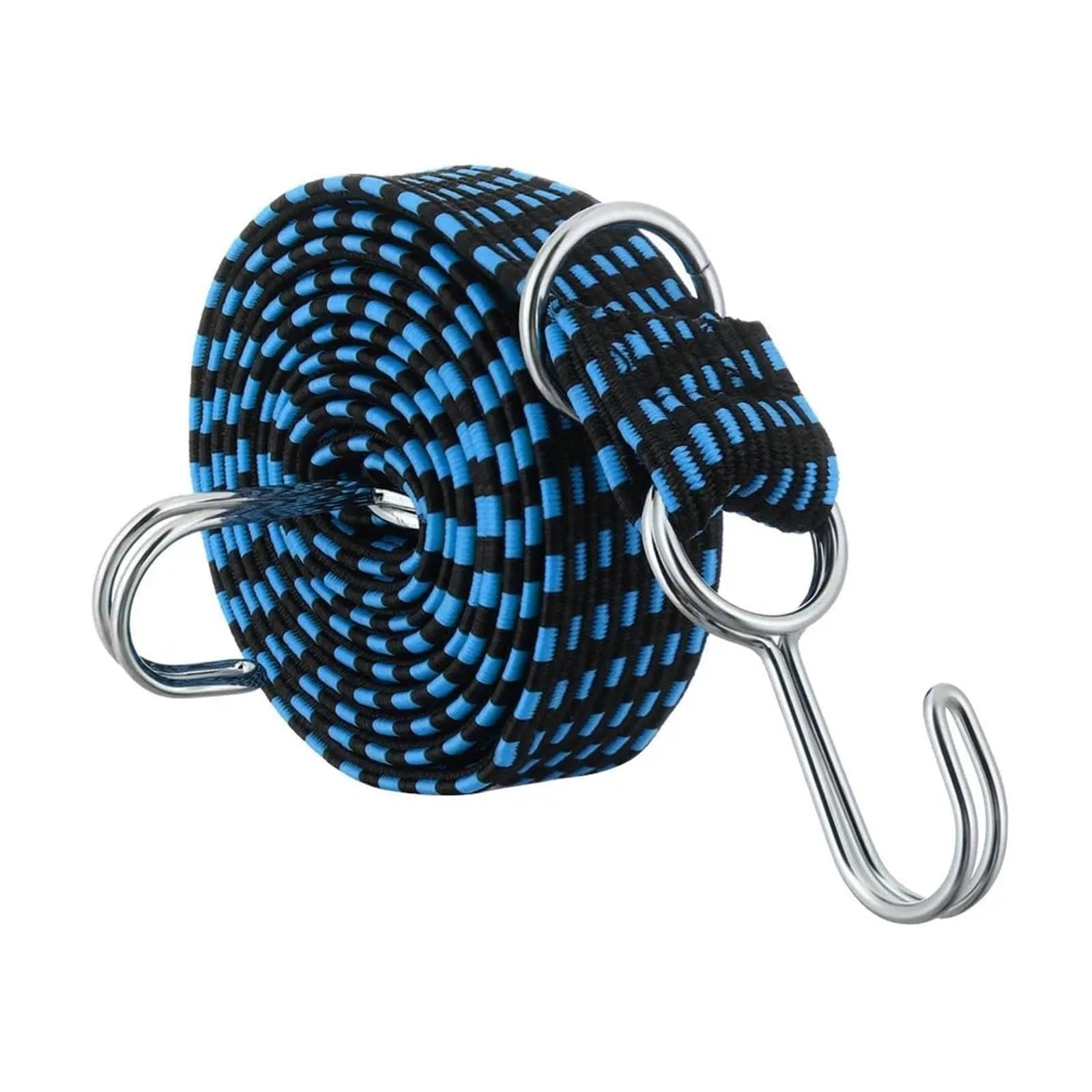 Tie Down Strap, Elastics Rubber Lugga Rope Cord Hooks Bikes Rope Tie Bicycle Lugga Roof Rack Strap Fixed Band Hook Car Accessories(Black blue-2M)