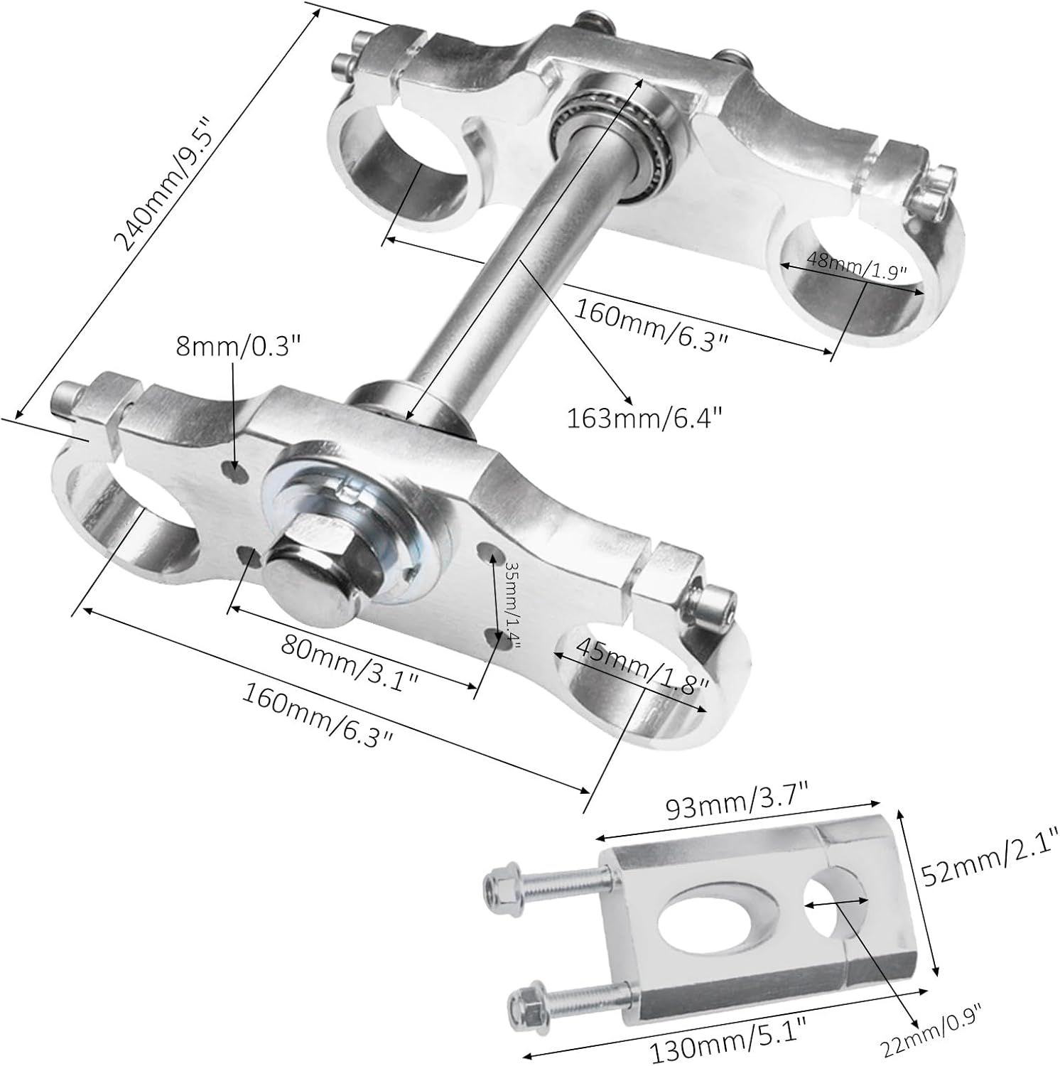 735mm Front Fork Assembly with Upside Down Triple Tree Clamp & Brake Caliper – 14"-19" Pit Dirt Bike, Offroad Motorcycle, ATV, Go Kart, SSR, Taotao, Coolster