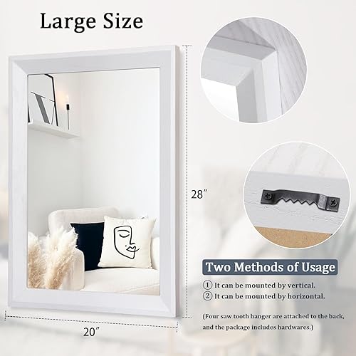 Miniatura 2 de AAZZKANG Espejo de pared negro rectangular de madera rústica, espejo colgante decorativo para baño, dormitorio, granja