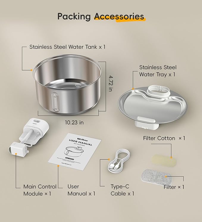 Fuente de Agua para Gatos Acero Inoxidable, 5.5L, con Batería miniatura 8