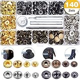 140 Sets Snap Fasteners Kit for Leather/Clothing, 12.5mm Metal Clothing Snaps Kit for Leather, Jacket, Jeans Wear, Bracelet, Bags...