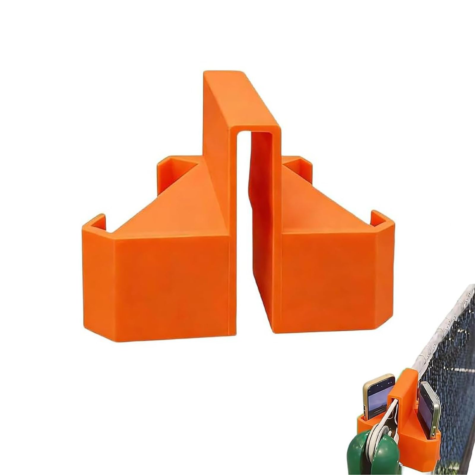 Tennis Camera Mount, Secure Phone & Action Camera Holder, Match Recording Tennis Net Mount, Training Analysis & Live Streaming, Portable Phone Holder with Clip for Net & Fence (Orange)