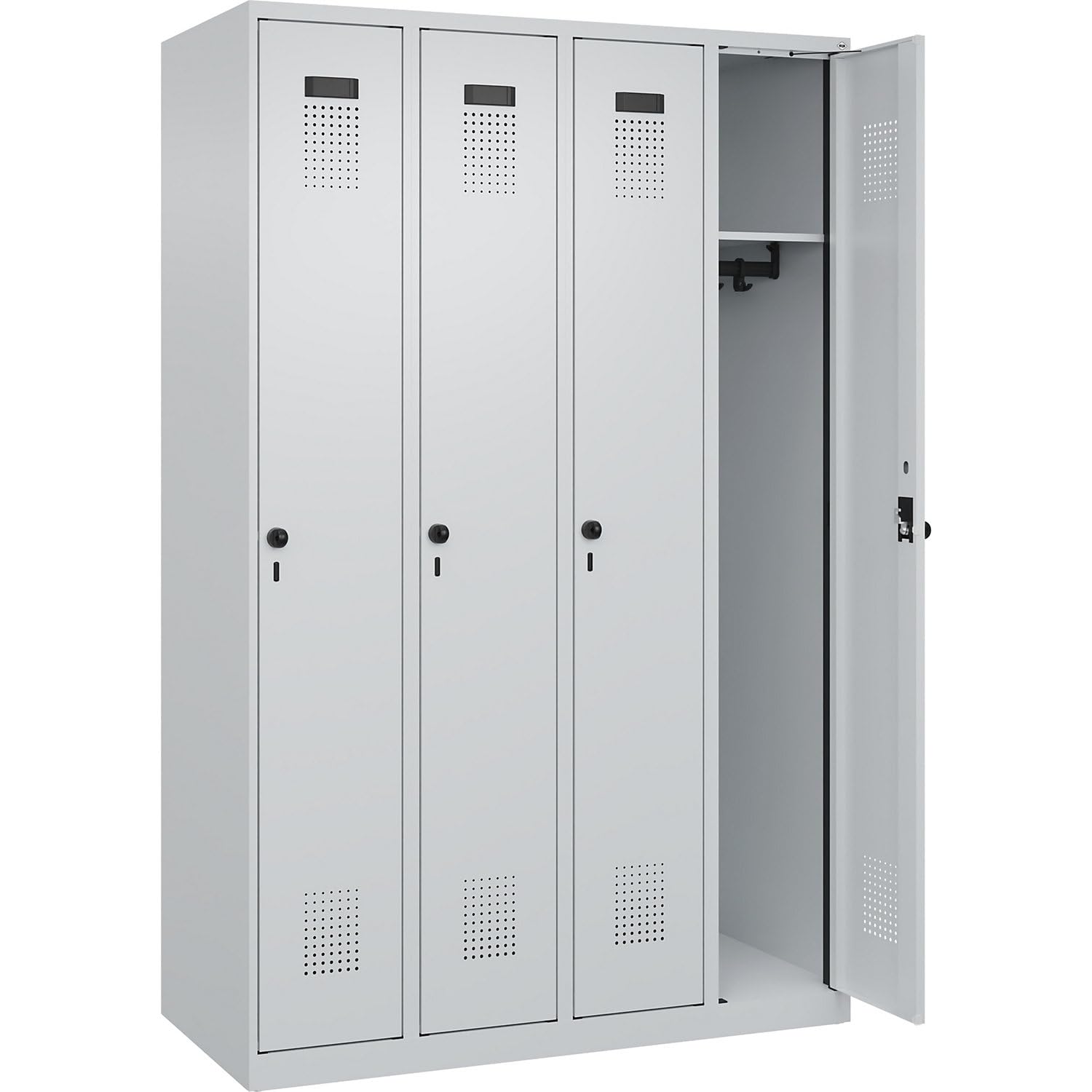 C + P Möbelsysteme | Spind | 4 Abteile | lichtgrau RAL 7035 | Stahl