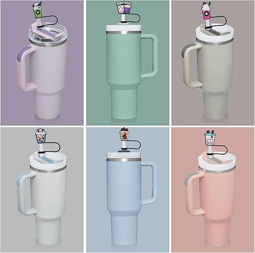 Miniatura 6 de Stanley Cup - 8 tapas de popote para copa Stanley, compatible con vasos Stanley de 30 y 40 onzas, a prueba de polvo, reutilizables, lindas tapas de