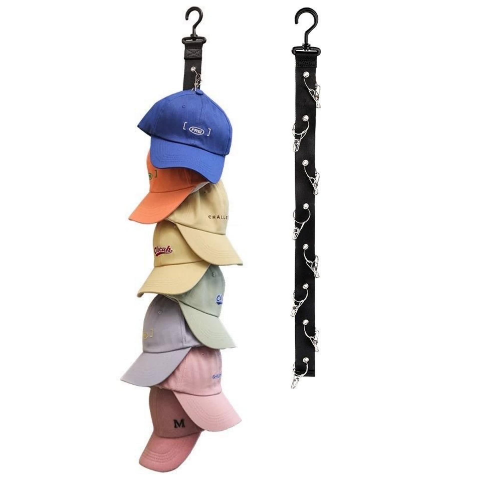 JDLYEVER Wall-Mounted Hat Hook Rack 2-Piece Set, Hanging Hat Storage Artifact Bedroom Wall-Sticking Door Behind The Entrance Wardrobe Clip Peaked Hat Storage Hook Rack, Easily Stores 16 Baseball Caps