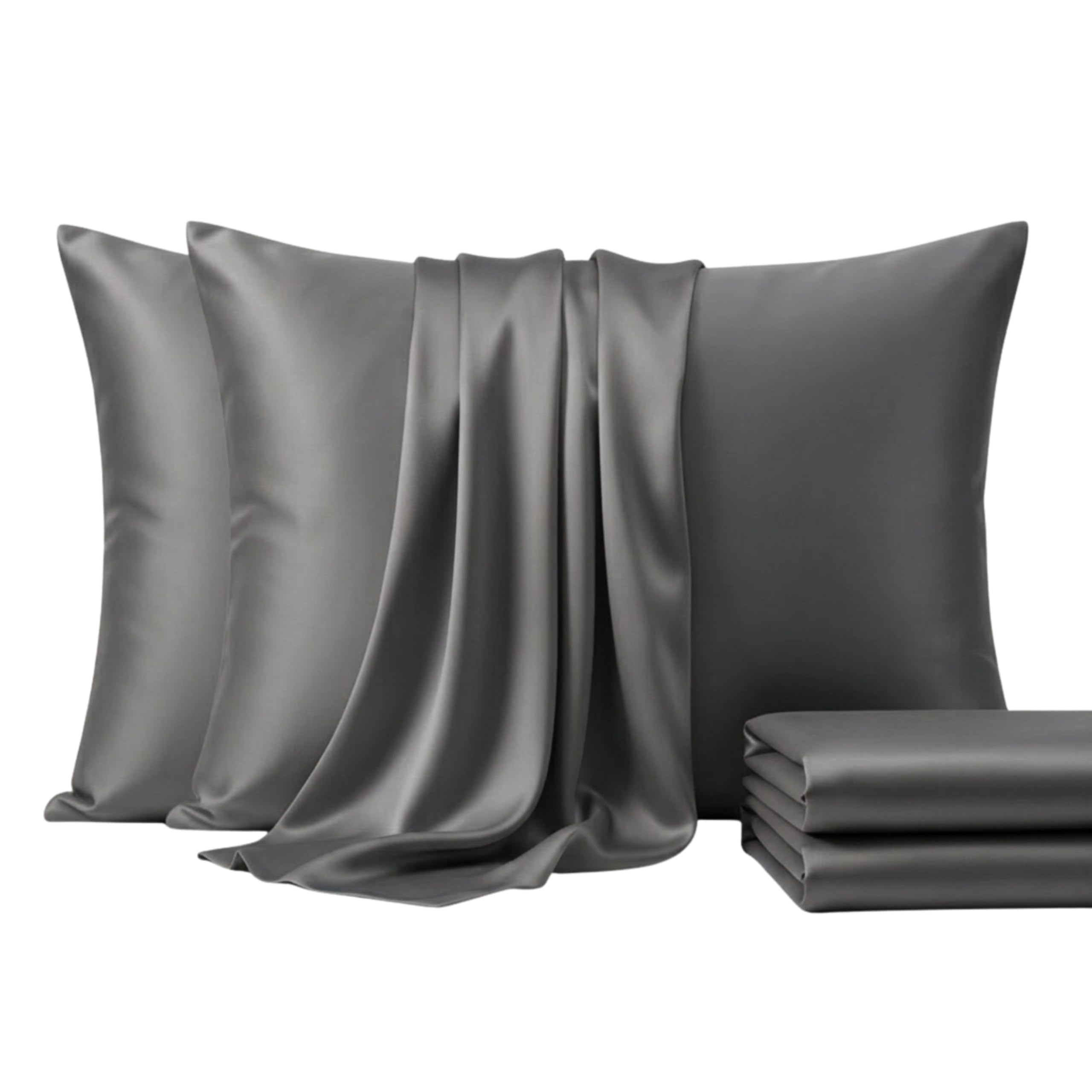 Brit Cotton TC 400 Thread Count Pillowcase with Envelope Closure, Breathable Plain Soft 100% Egyptian Cotton Pillow Covers, 2 Pack (50cmX75cm, Grey) — image 1