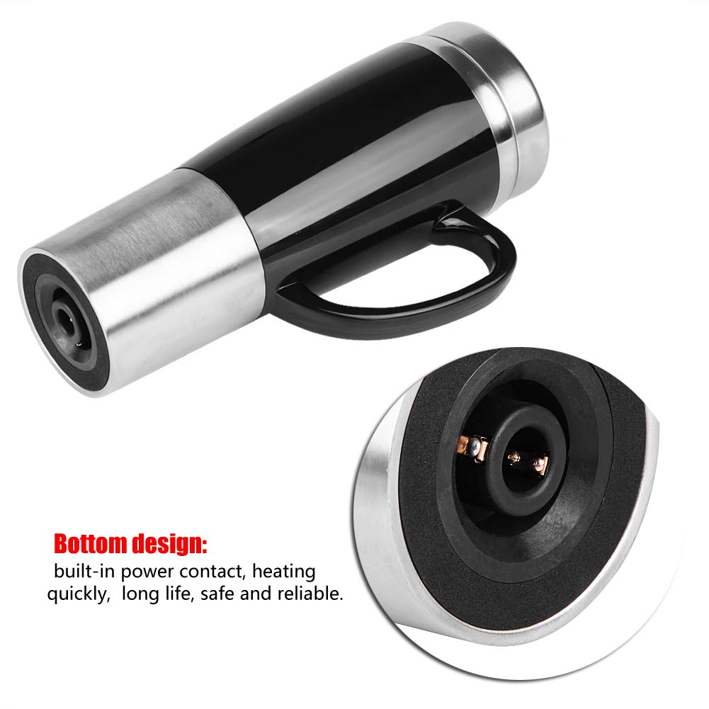 Taza de Calefacción para Coche de 50 W, Taza de Calefacción para Coche de 450 ml, Taza de Café Eléctrica de Viaje de Acero Inoxidable, Contactos de Alimentación Integrados(12V)
