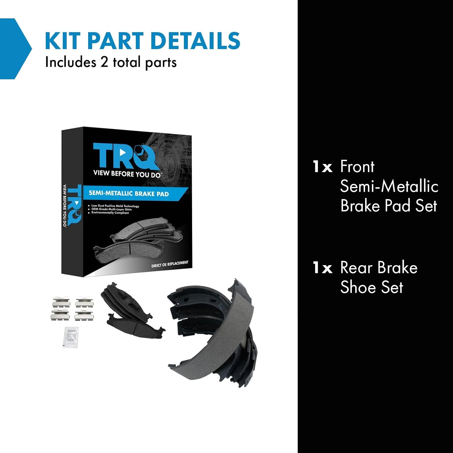 TRQ Front and Rear Brake Pads Semi Metallic Compatible with 1994-1996 Ford F-150 1994-1996 Bronco