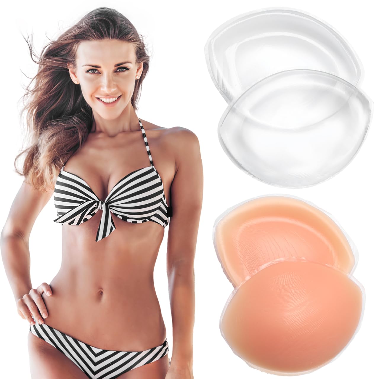Healvian Almohadillas Para Sujetador De Silicona 2 Pares Engrosadas 5.11X4.13X1.18In Relleno Antideslizante Comodidad Natural Para Bikini Vestidos Y Uso Diario