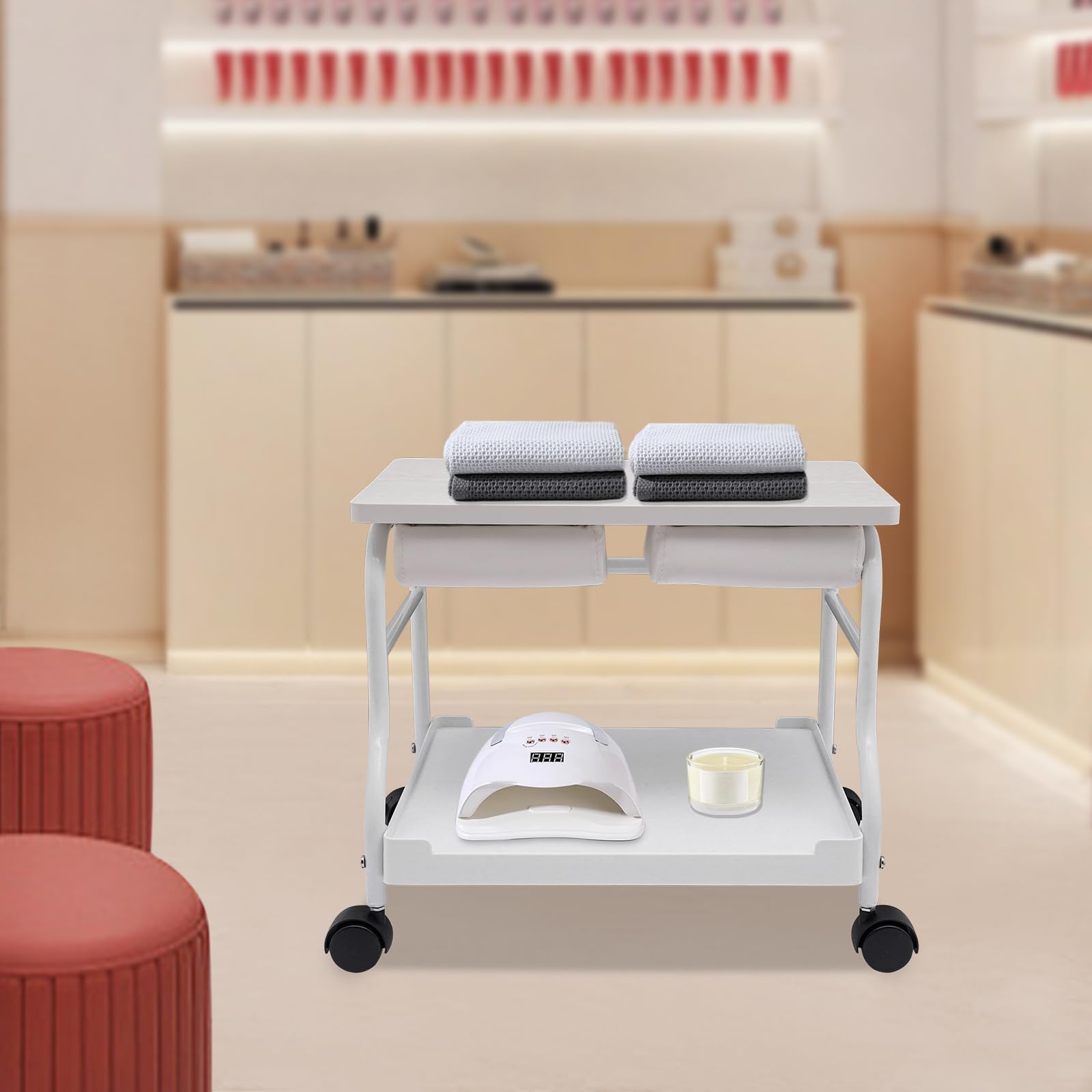 Wanna na stopy do kąpieli bąbelkowej, wózek do pielęgnacji stóp i pedicure, z wózkiem i funkcją masażu, nadaje się do domu i salonów piękności z regulacją wysokości (biała)
