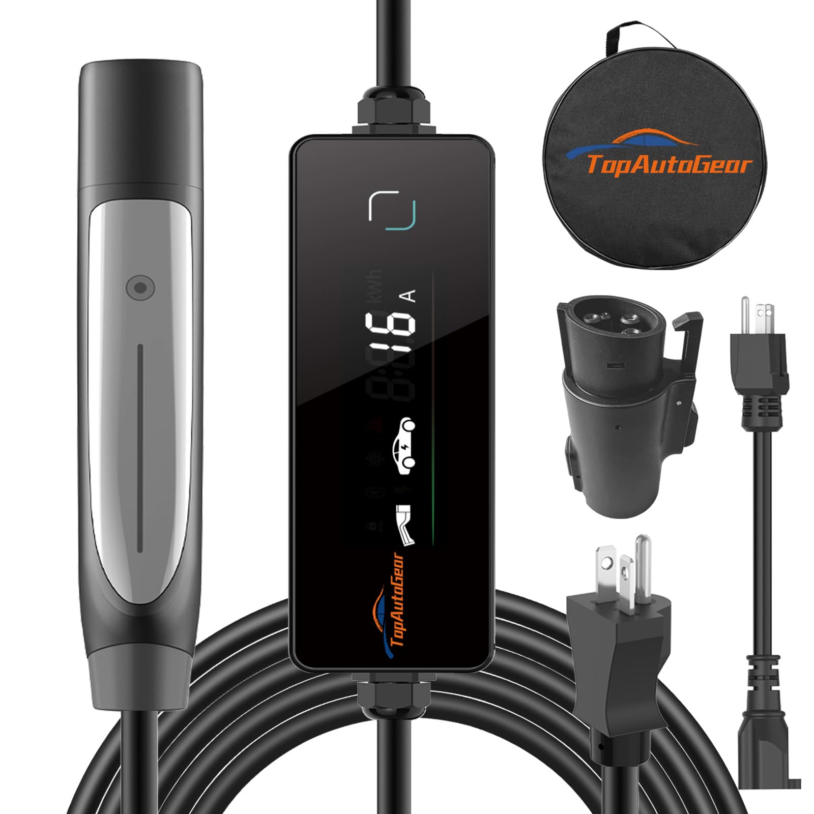 Photo 1 of TopAutoGear Level 2 EV Charger 40A, ETL Listed UL2594 Certified, NEMA 14-50 Plug 25ft Portable Home Charger with Tesla Adapter, Adjustable Current, Works with All J1772 & Tesla EVs