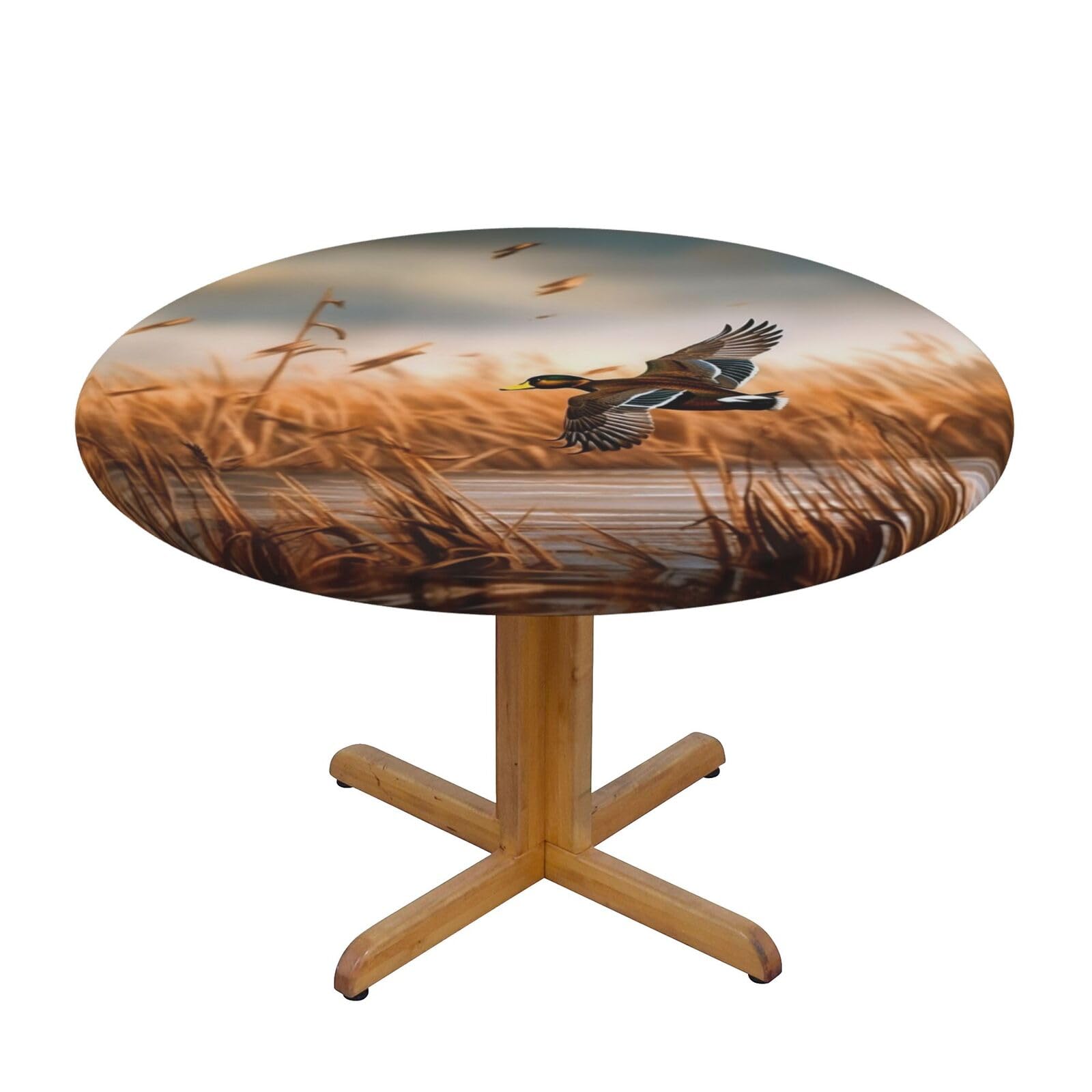 Nappe ronde ajustée élastique pour repas de chasse en extérieur et table de terrasse