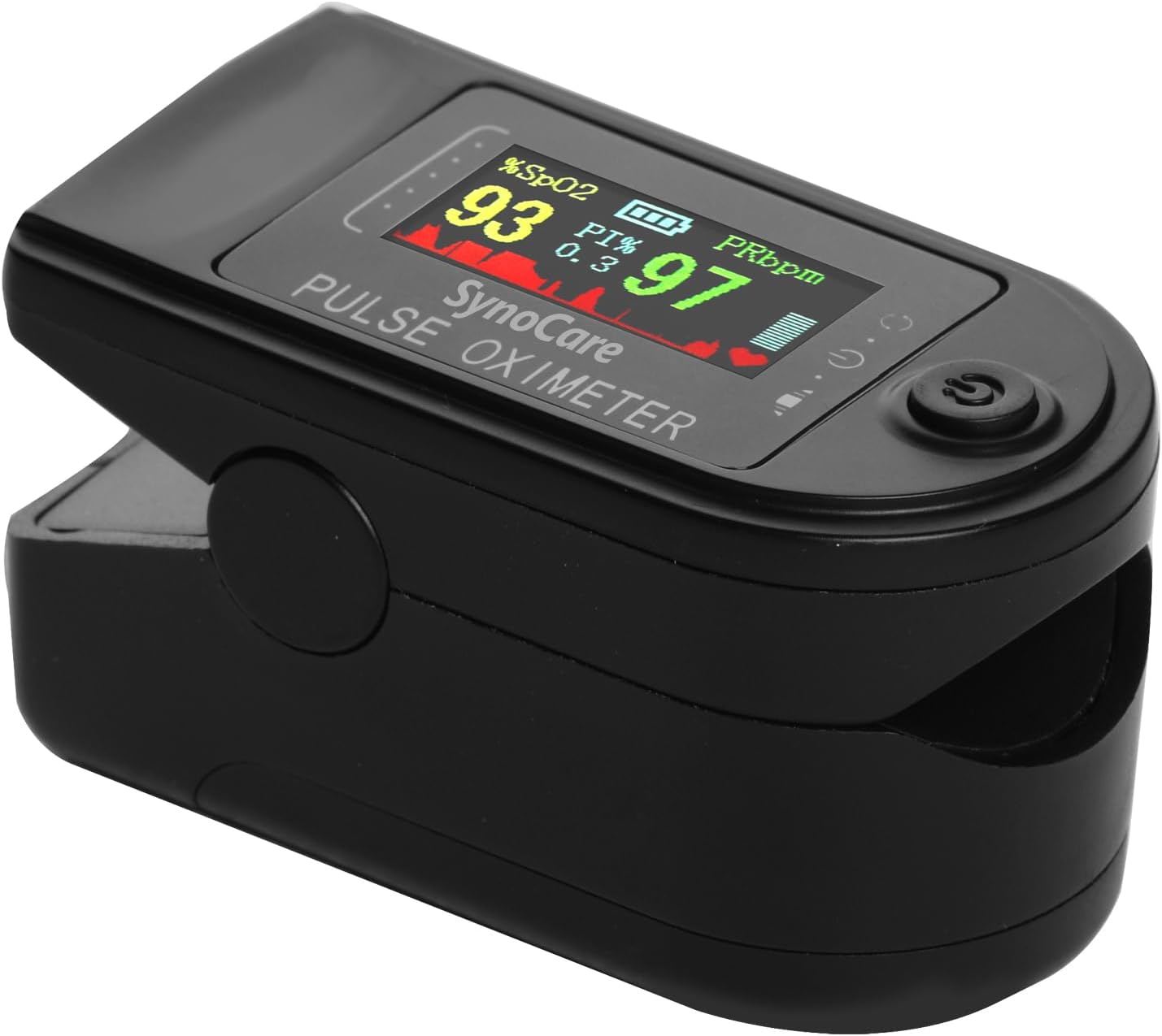 SYNOCARE Pulse Oximeter Fingertip, Blood Oxygen Saturation Monitor Fingertip, Blood Oxygen Meter Finger Oximeter Finger with Pulse, with Four Color TFT Screen (Battery Included)