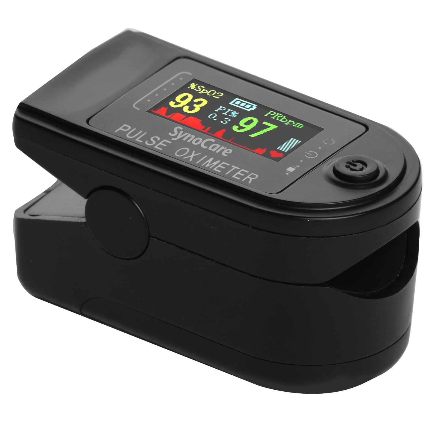 SYNOCARE Pulse Oximeter Fingertip, Blood Oxygen Saturation Monitor Fingertip, Blood Oxygen Meter Finger Oximeter Finger with Pulse, with Four Color TFT Screen (Battery Included)