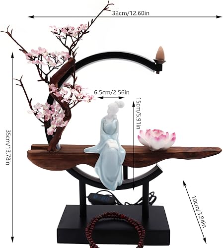 Miniatura 7 de Lotus - Soporte para quemador de incienso con luz LED, muebles de incensario doméstico, quemador de incienso de reflujo, decoración del hogar,