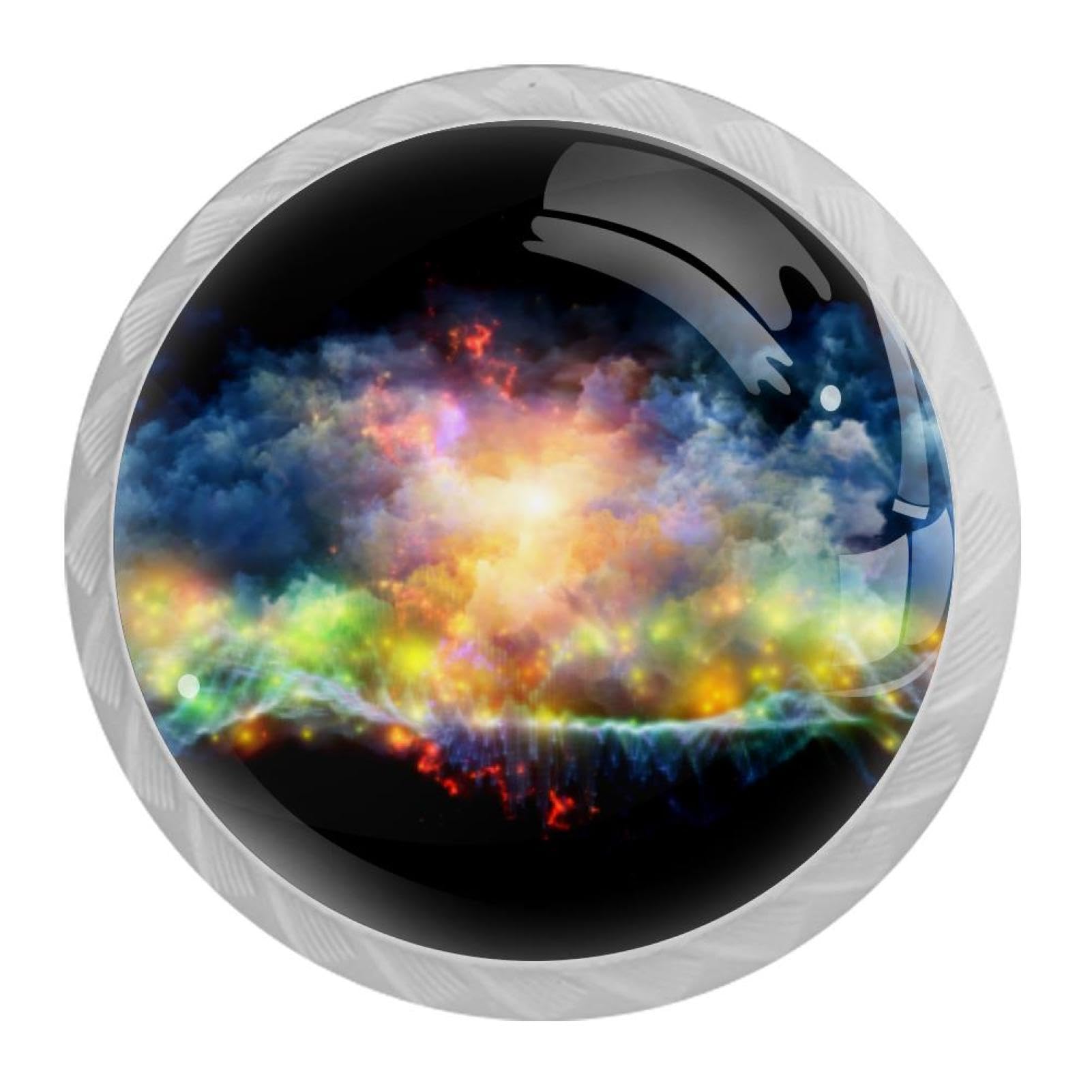 Tqmspg 4 Pieces Drawer Pulls Galaxy Space Door Knobs Dresser Handles for Kitchen Wardrobe Cupboard Hardware Furniture