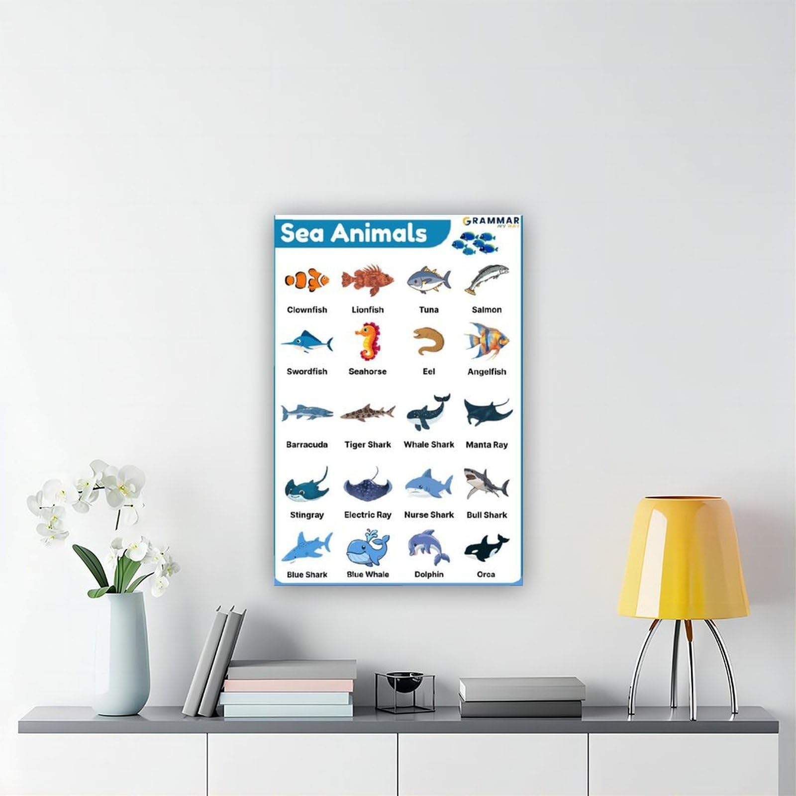 Lienzo decorativo para pared, diseño de Enciclopedia de animales marinos, 20 x 30 pulgadas (50 x 75 cm)