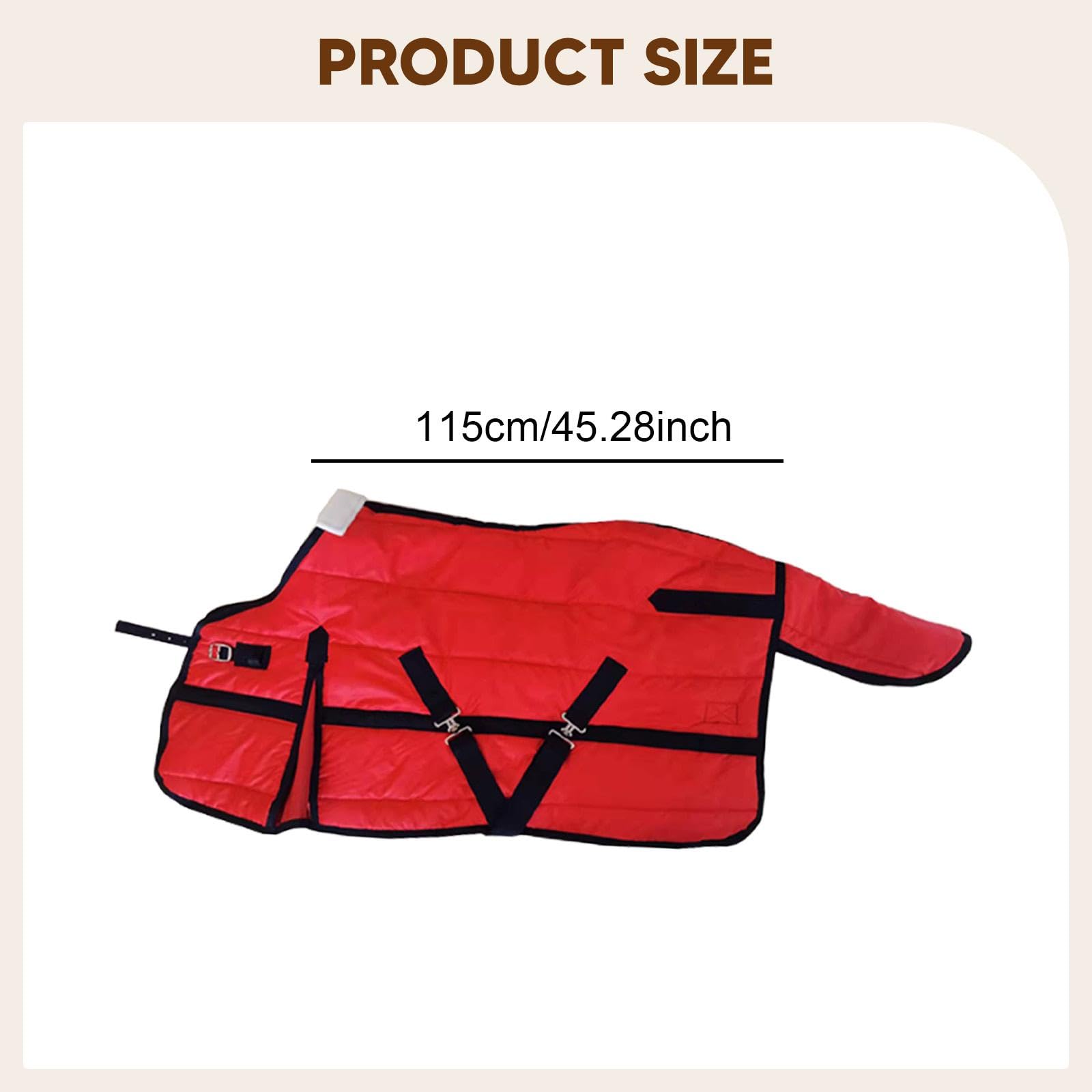 Coperta per Cavalli Imbottita Impermeabile Traspirante Antivento Tessuto Oxford Protezione Inverno Adatta per Equitazione Allevamento Passeggiate Stal, 115 Cm