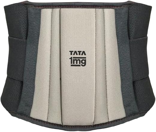 Tata 1mg Lumbar Sacral Belt For Back Sprains, Strains, & Muscle Spasms, Unisex With 5 Flexible Splints for Lower Back Support, (Fits 30-44 inches Waist Size),Pack Of 1