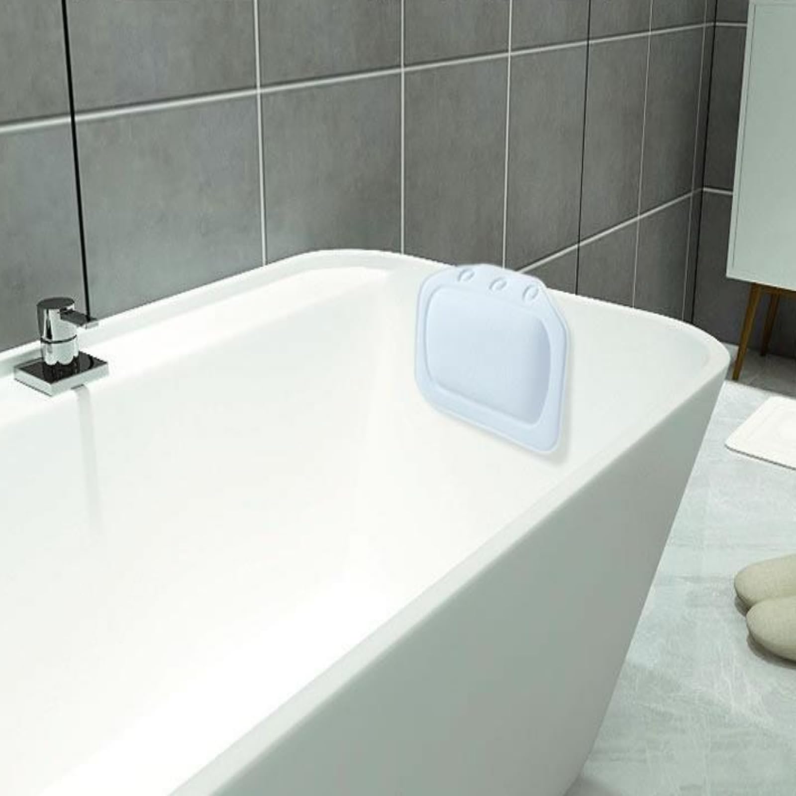 Almohada de bañera, Almohada de bañera de SPA Acolchada de Espuma Suave, reposacabezas de PVC Cabeza, Cuello Trasero cojín de Soporte para Hombros, para el baño doméstico Hotel (Blanco)