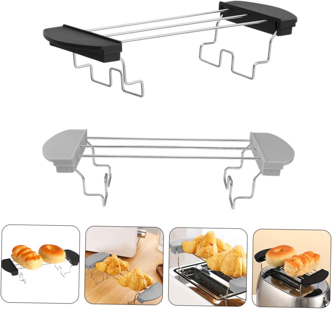 ULTECHNOVO 2pcs Multi-functional Toaster Oven Rack Stainless Steel Slice Toaster Sandwich Holder Bread Toast Rack