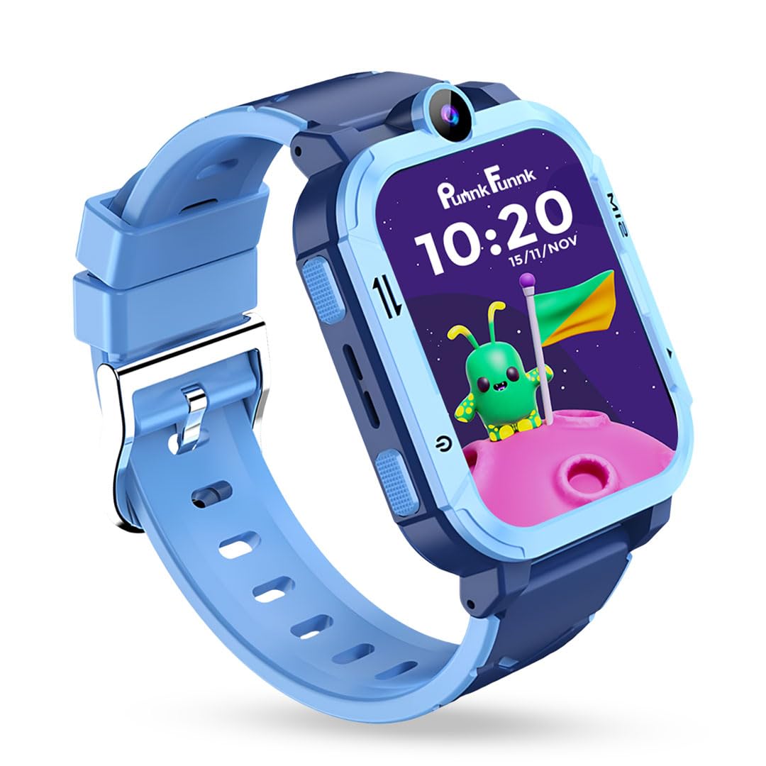 PunnkFunnk Safeguard Kids Smart Watch 5G/4G with SIM Calling, GPS Tracker, Video Calling, SOS Alerts, Face Unlock, Voice Chat, Games, IP67 Waterproof, 800mAh Battery (Blue) PunnkFunnk Safeguard Kids Smart Watch 5G/4G with SIM Calling, GPS Tracker, Video Calling, SOS Alerts, Face Unlock, Voice Chat, Games, IP67 Waterproof, 800mAh Battery (Blue)