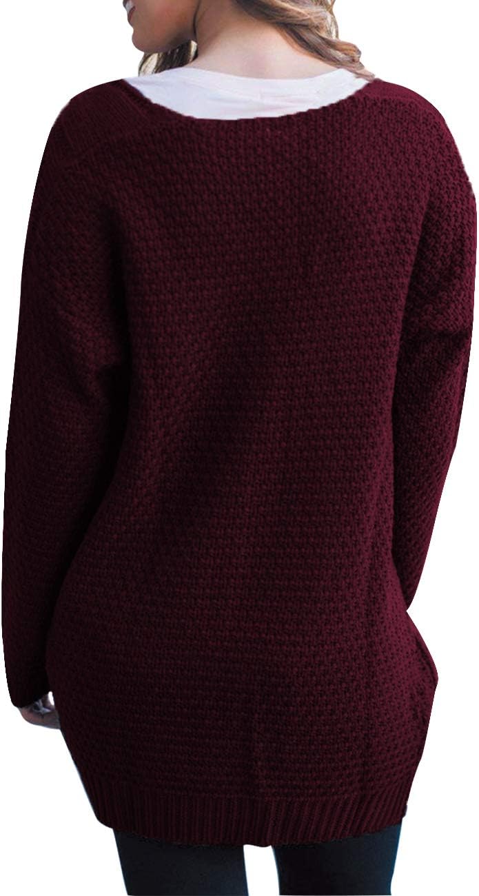 Traleubie Women's Open Front Long Sleeve Boho Boyfriend Knit Chunky Cardigan Sweater - Image 6