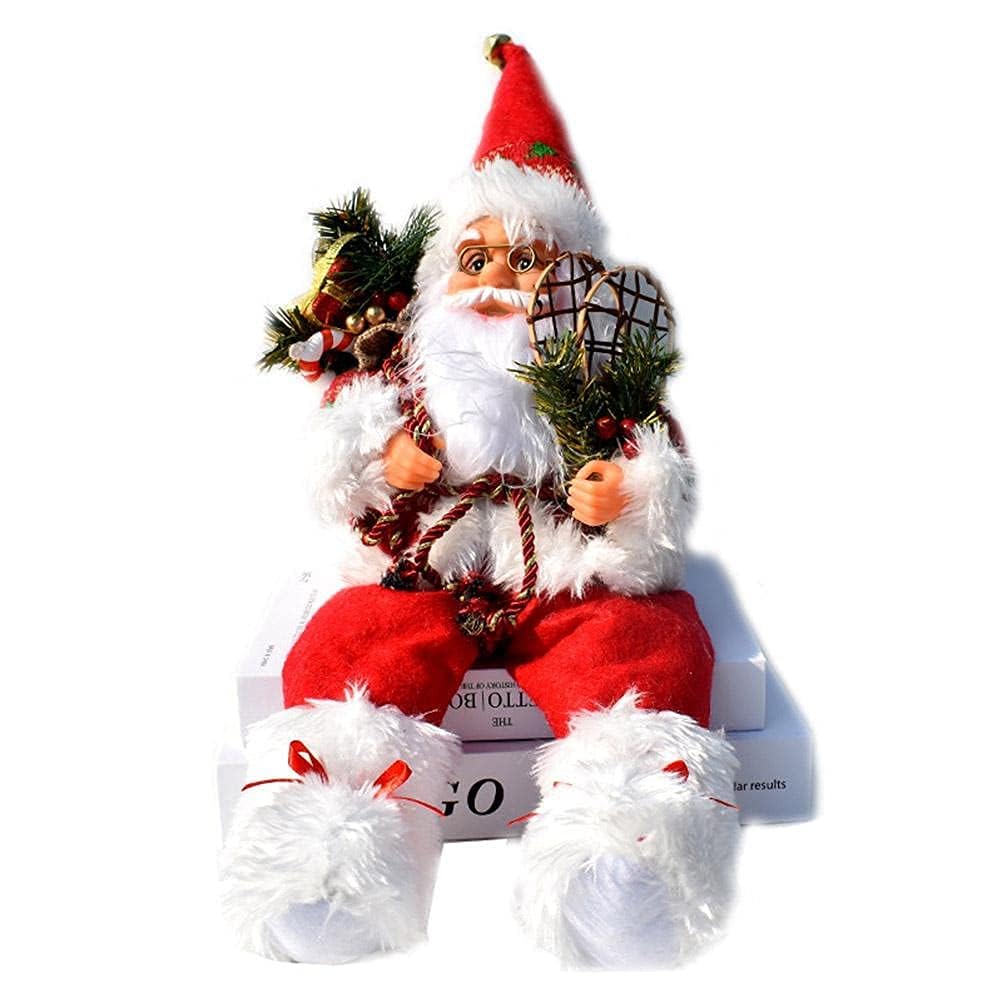 Père Noël assis haut de gamme de 57 cm pour décoration intérieure rouge